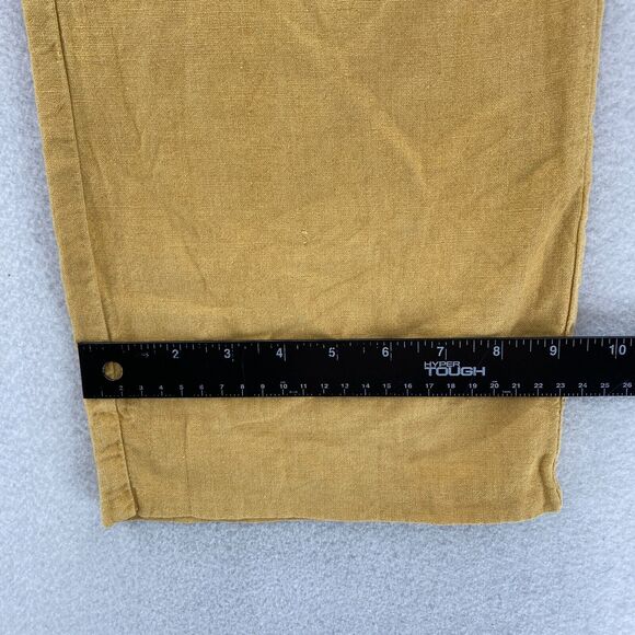 Abercrombie & Fitch Annie Wide Leg Crop Pants Women's 24/00 Yellow Linen Blend - Picture 9 of 11